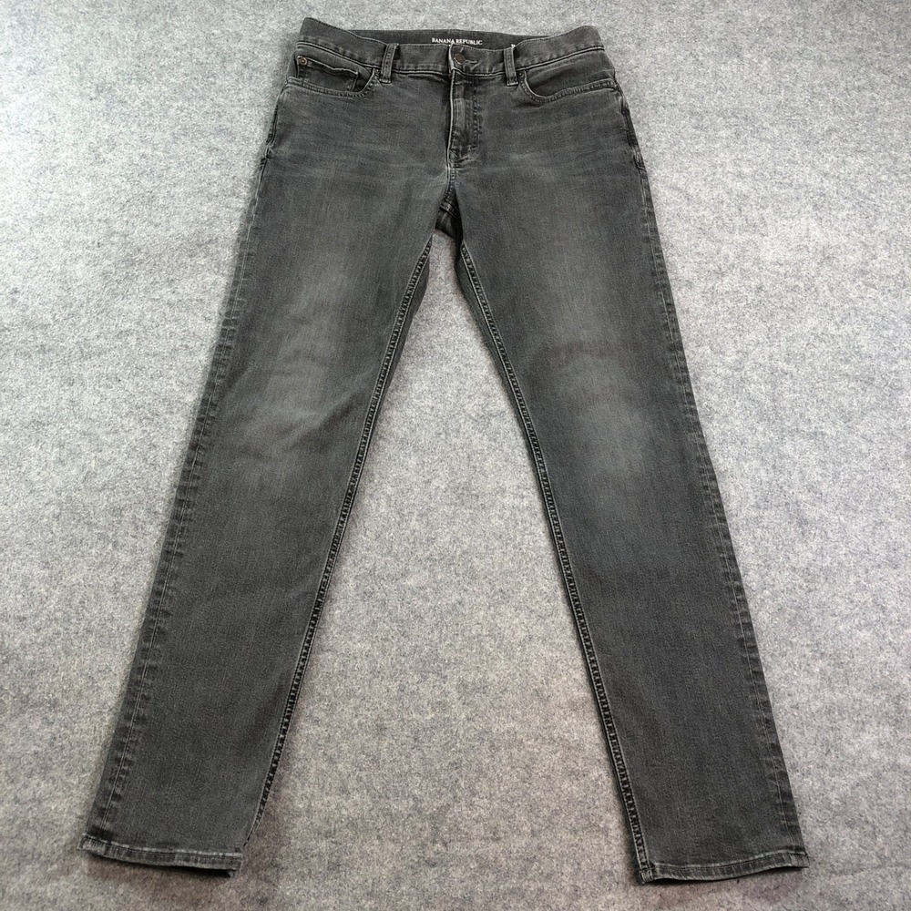 Banana Republic Traveler Mens Jeans 31x32 Gray Slim Fit Stretch Cotton Denim